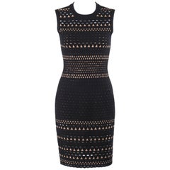 ALAIA Paris Black Wool Angora Geometric Cut Work Shift Cocktail Dress