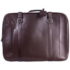 Brunello Cucinelli Men's Brown Leather Trolley Suitcase Bag