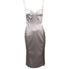 D&G Dolce & Gabbana Silver Satin Slip Dress