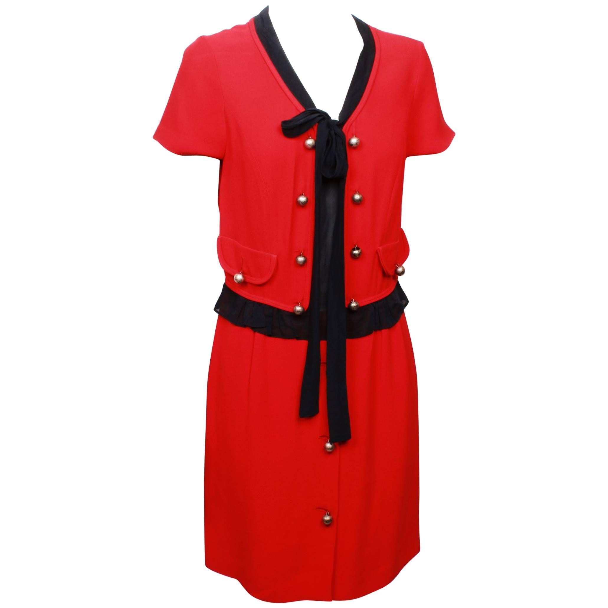 Moschino Cheap and Chic Red and Black Dress For Sale