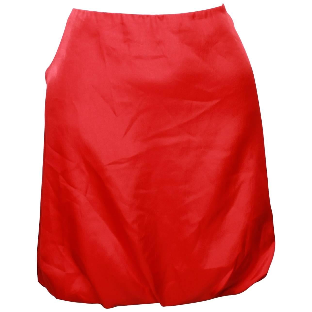 Alexander Mcqueen  Full Zipper Back Red Bubble Skirt  For Sale