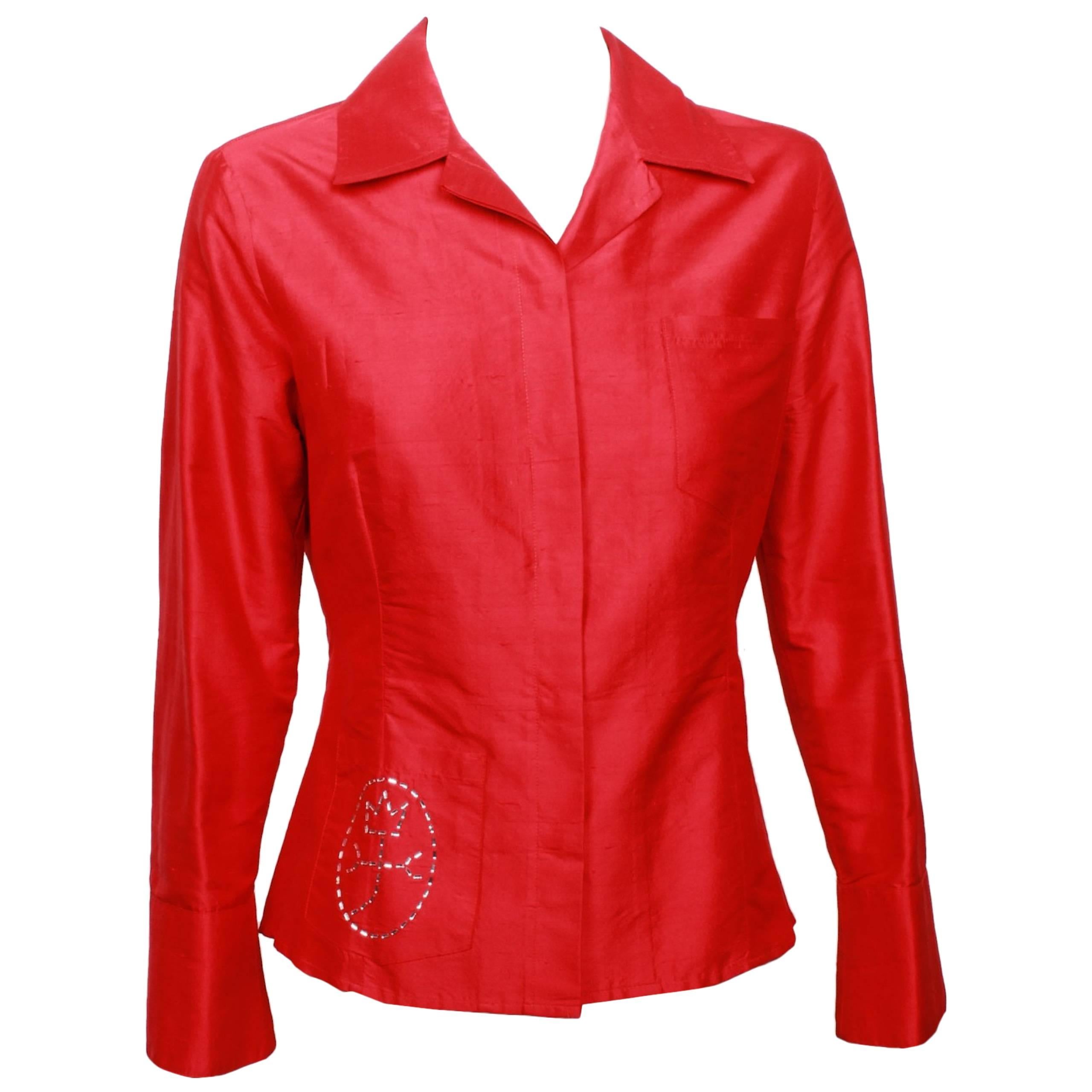 Castelbajac Red Silk Shirt For Sale