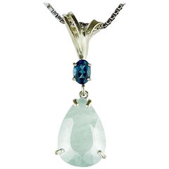 8.8 Carat Aquamarine and Blue Topaz Sterling Silver Pendant