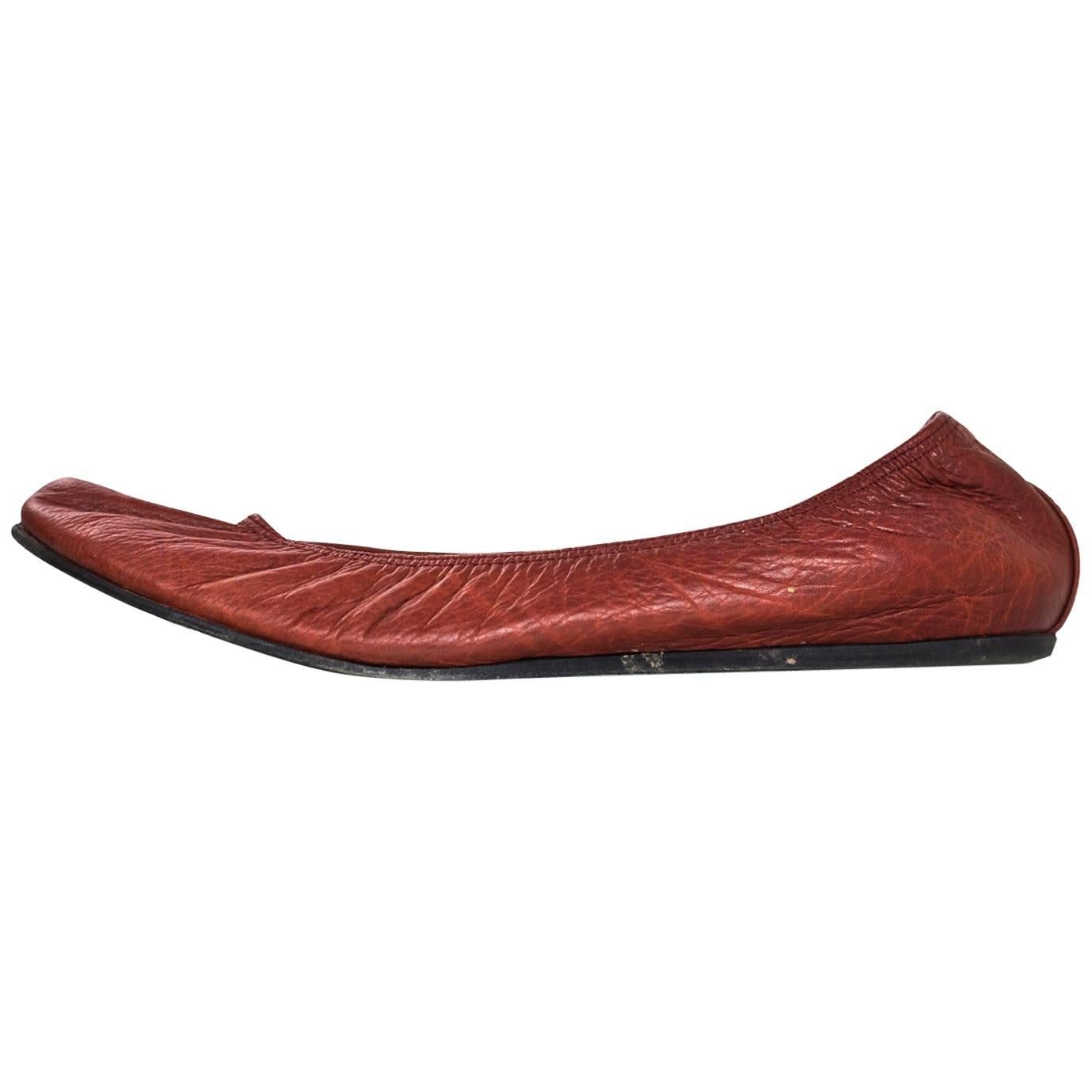 Lanvin Rust Leather Flats Sz 37.5