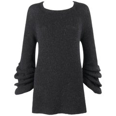 VALENTINO A/W 2008 Charcoal Gray Wool Alpaca Knit Pleated Bell Sleeve Sweater