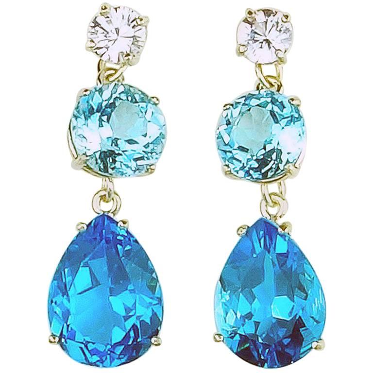 Unique Custom Large Shire And Blue Topaz Sterling Silver Earrings Unique Custom Large Shire And Blue Topaz Sterling Silver Earrings For