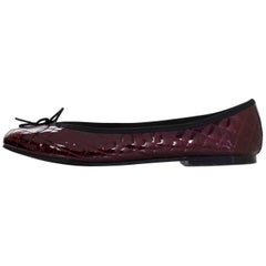 French Sole By Jane Winkworth Burgundy Quilted Patent Leather Ballet Flats Sz 40