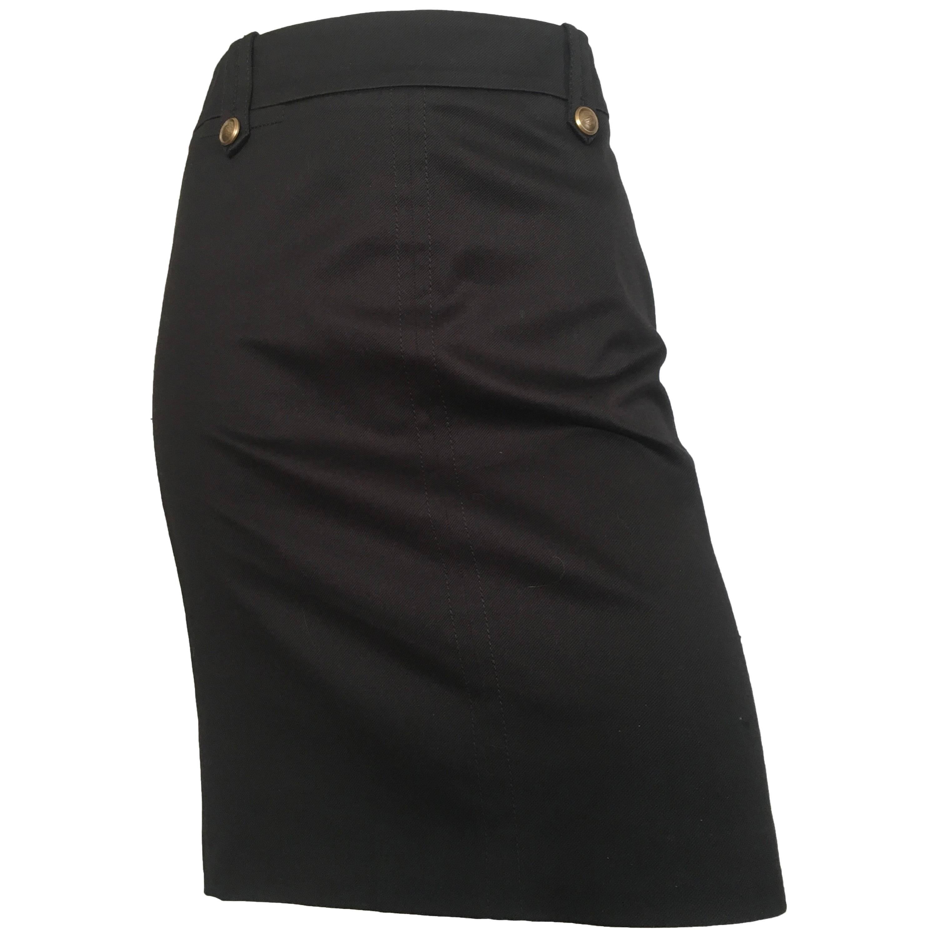 Gucci Black Cotton Pencil Skirt Size 10 / 42. For Sale