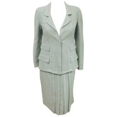 Chanel Teal Wool Skirt Suit