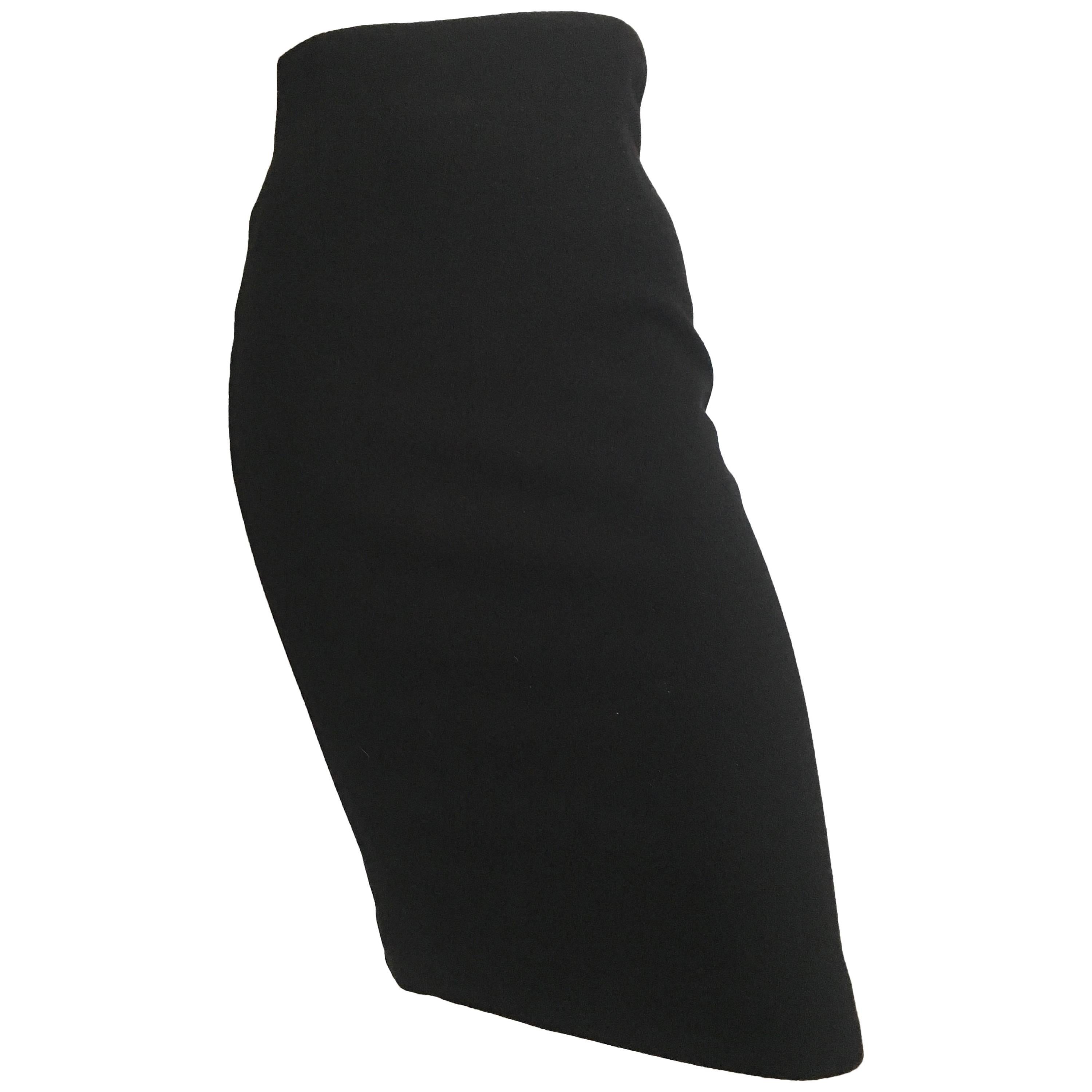 Ralph Lauren Collection Black Wool Pencil Skirt Size 2/4. For Sale