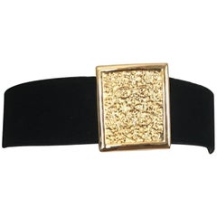 Christian Dior Black Velvet with Gold Buckle Waist Belt Size M/L