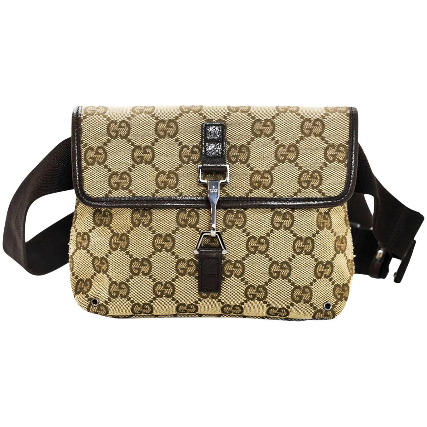 Gucci Brown Monogram Canvas Waist Pouch/Belt Bag