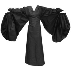 Madame Grès Black Haute Couture Silk "Heavenly Bodies" Dress, 1960s 