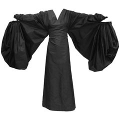 Used Madame Grès Black Haute Couture Silk "Heavenly Bodies" Dress, 1960s 