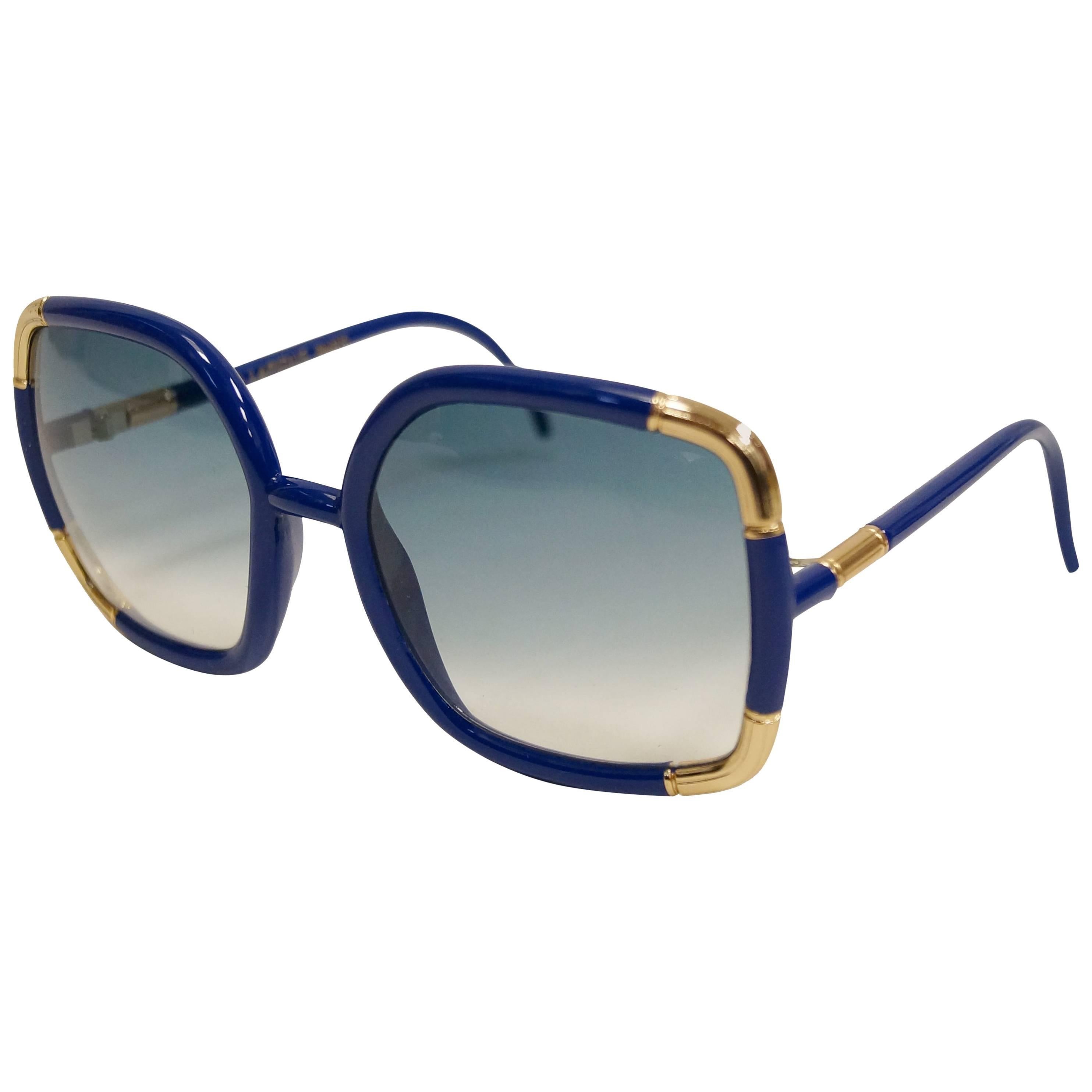 Ted Lapidus Sunglasses Framed in Royal Blue and Gold, 1970s  