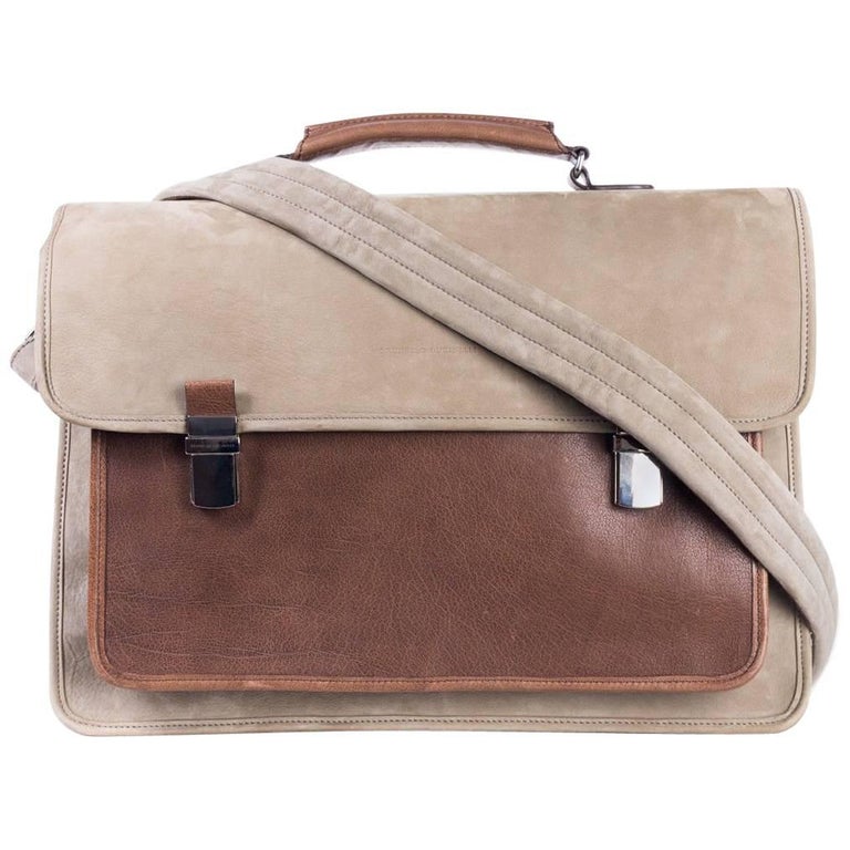 Brunello Cucinelli Men's Beige Suede Messenger Bag For Sale at 1stDibs
