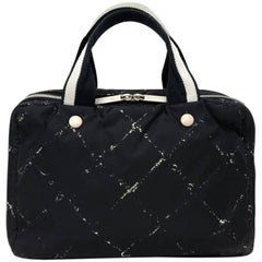 Chanel Travel Line Black and White Nylon Waterproof Hand Bag 