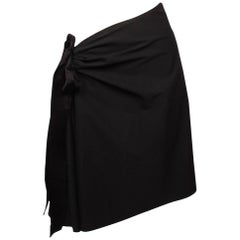 Lanvin Black Cotton Side gather Asymmetrical Skirt Size 42, 2004 