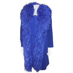 Circa 1950 Vintage Dress Coat Set Silk and Ostrich Feathers Balmain Couture 36FR