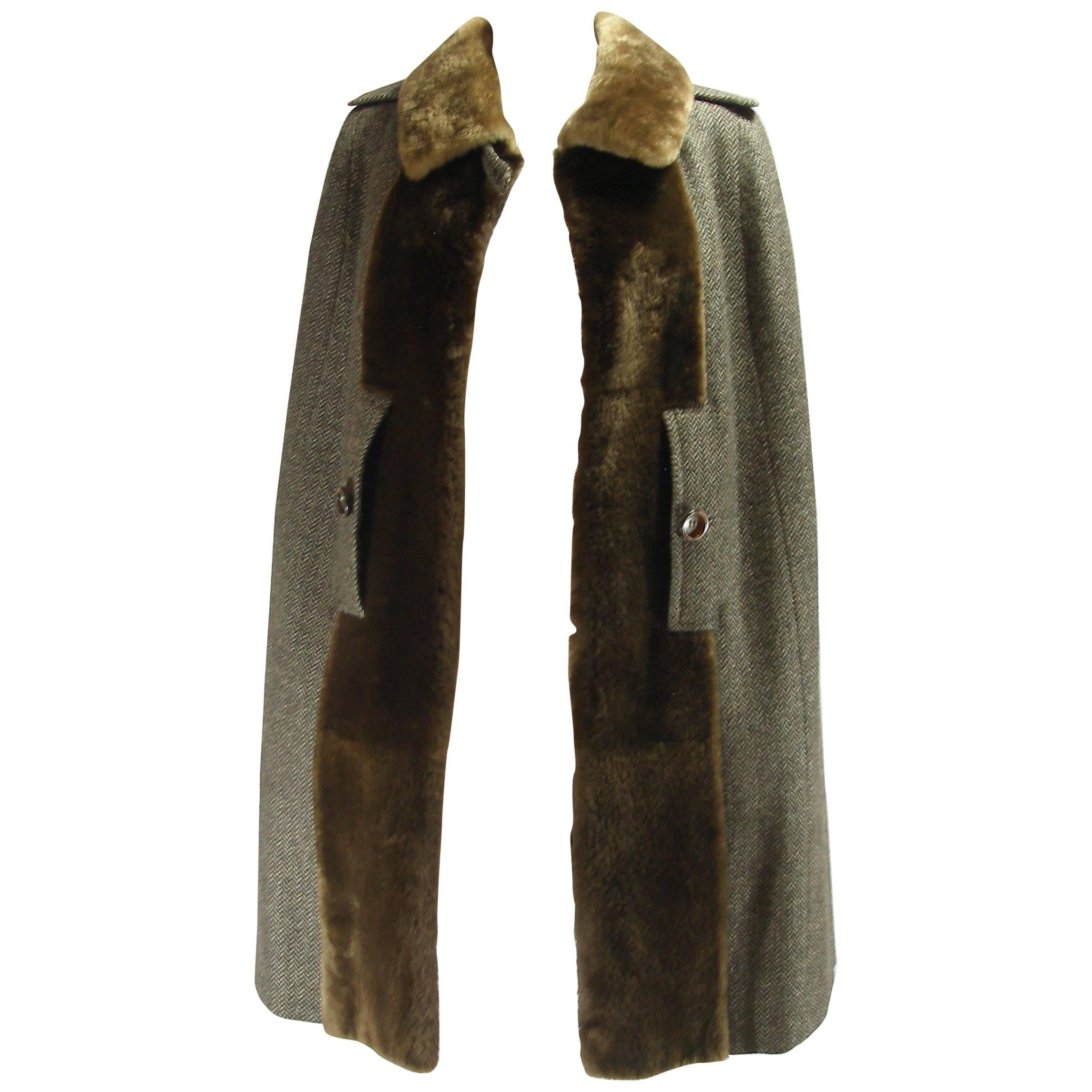 Vintage Cape Pierre Balmain Rabbit Fur and Wool Size 38 FR / 8US For Sale