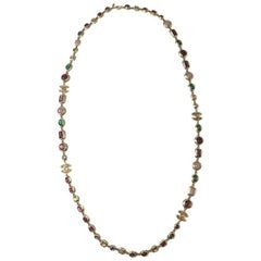CHANEL Necklace in Gilded Metal, CC and Multicolored Cabochons in Resin