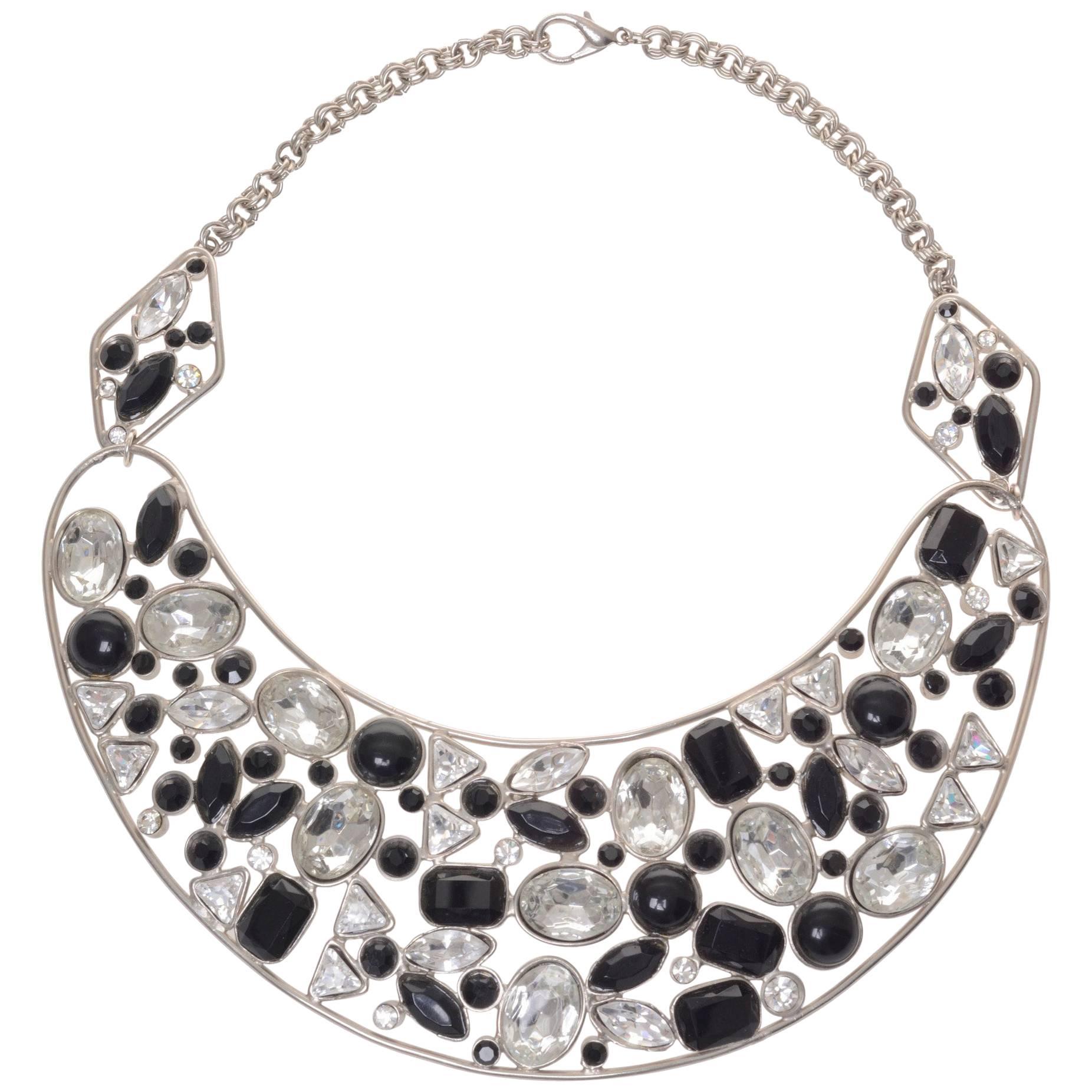 Krizia Metallic Necklace with Geometric Gems  For Sale
