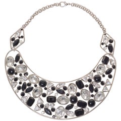 Krizia Metallic Necklace with Geometric Gems