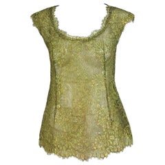 Emanuel Ungaro gold lace cap seeve fitted evening top 