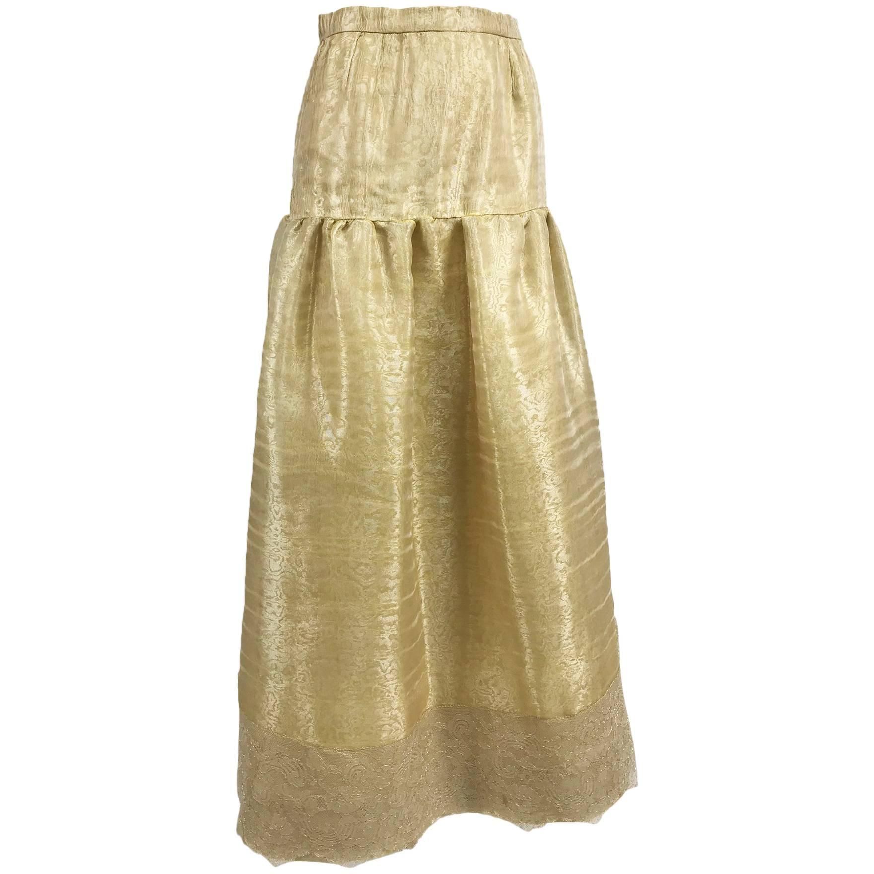 Emanuel Ungaro Studio Couture gold spun silk organza evening skirt