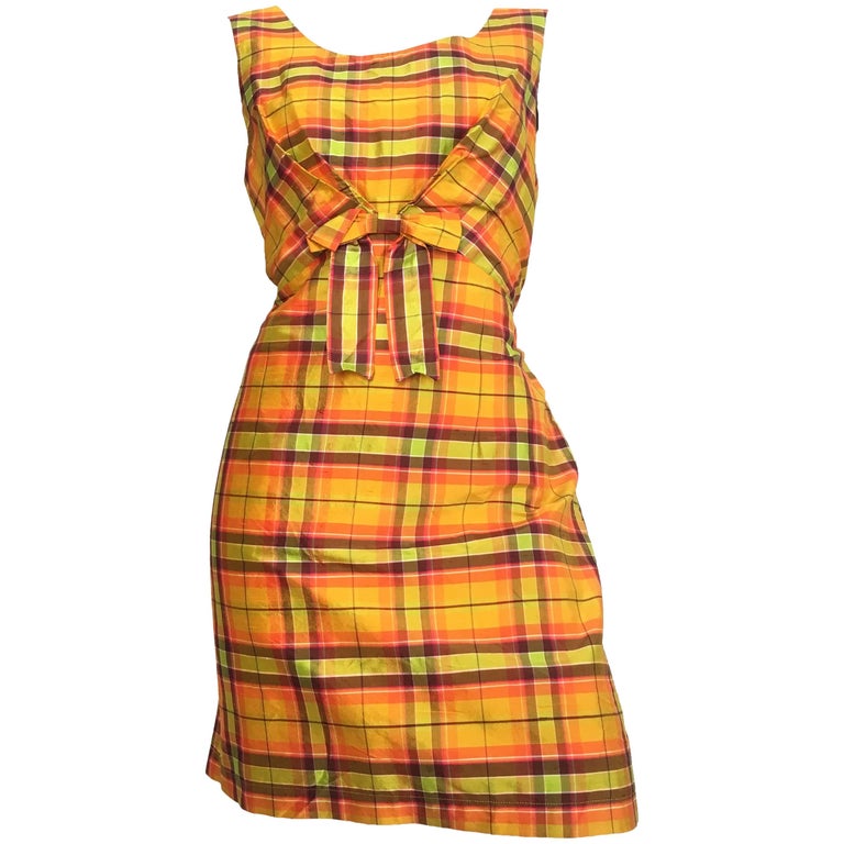 Moschino Silk Plaid Sleeveless Dress Size 10. For Sale at 1stDibs ...
