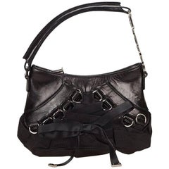 Christian Dior Black Leather and Nylon Corset Shoulder Bag