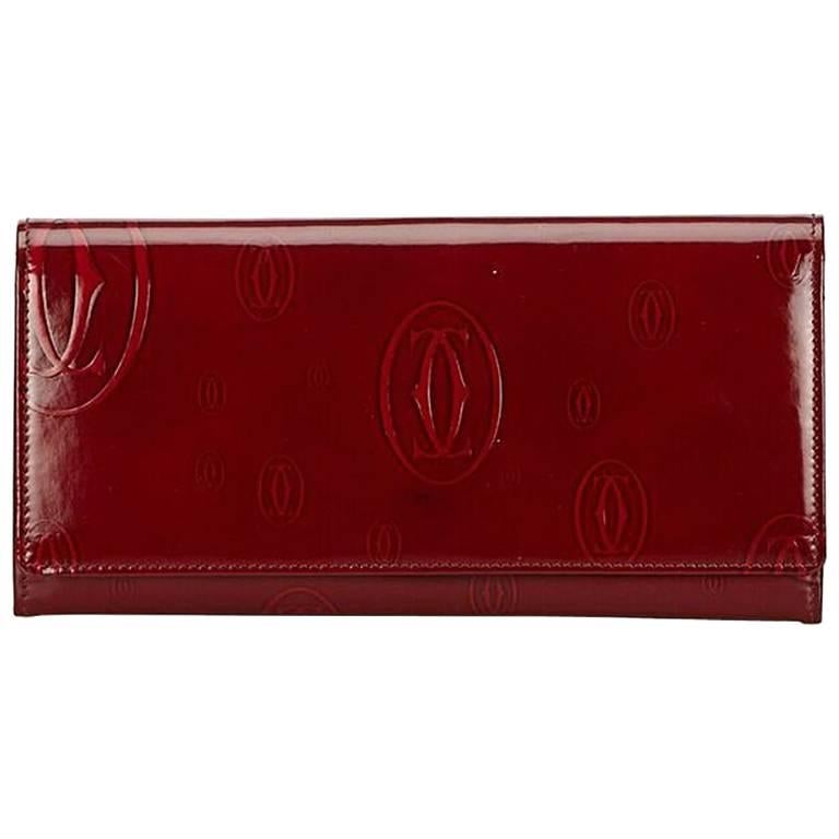 Cartier Red Happy Birthday Patent Leather Wallet For Sale at 1stDibs