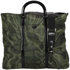 Green & Black Prada Nylon Tote Bag