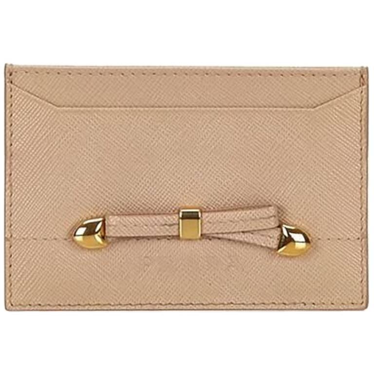 Nude Prada Saffiano Leather Card Case