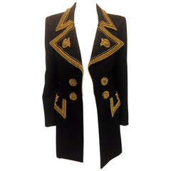 Vintage Lovingly Crafted Louis Feraud Black Notched Collar with Bold Gold Tone Trim