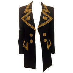 Lovingly Crafted Louis Feraud Black Notched Collar with Bold Gold Tone Trim