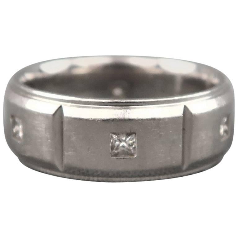 SCOTT KAY 10 Silver Palladium Diamond Wedding Band Ring