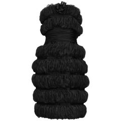 Iconic 1988 Karl Lagerfeld Runway Black Organza Strapless Pouf Cocktail Dress