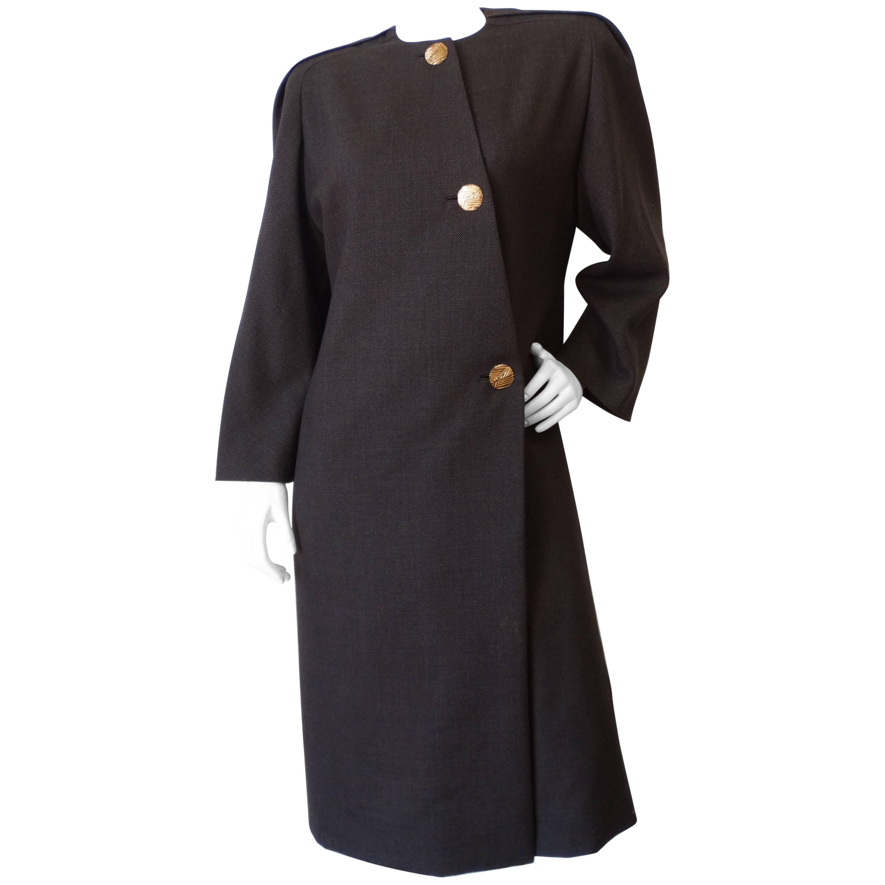 1980s Salvatore Ferragamo Vintage Black Wool Coat or Coat Dress Italy 10  For Sale at 1stDibs | salvatore ferragamo coat, ferragamo coat