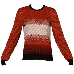 1970s Adolfo Vintage Rust + Black Wool Knit Sweater Top, Shirt or Jumper