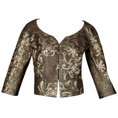 1990s Christian Lacroix Vintage Metallic Gold Brocade Jacket