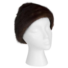 Retro Brown-Black Mink Peak Turban Hat - I Magnin, 1960s