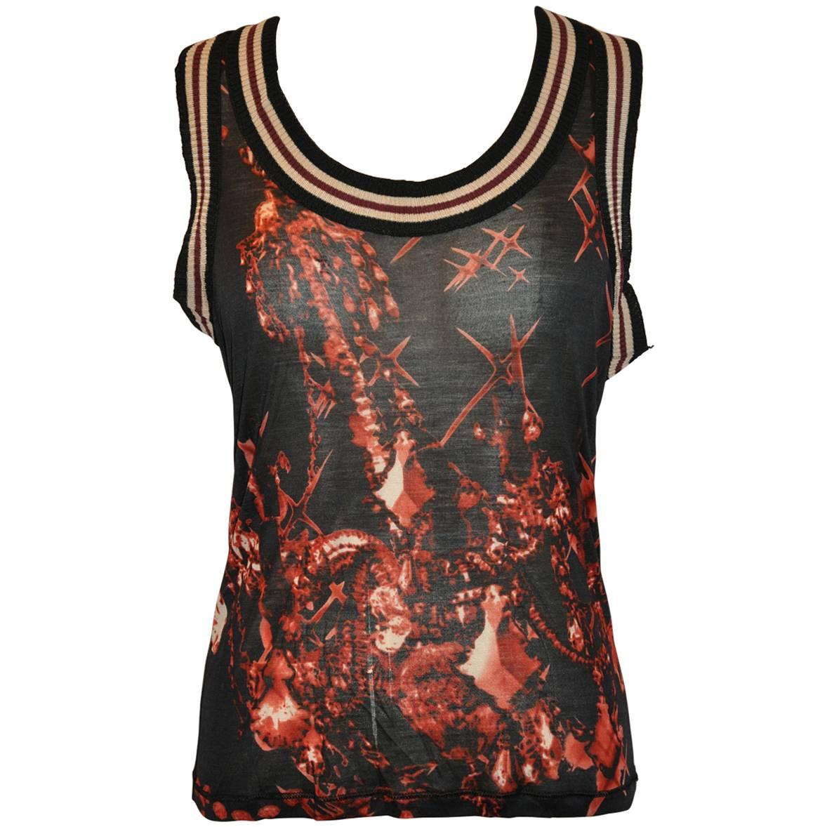 Jean Paul Gaultier Stretch Racer's Back with Stripe Accent Tank Top For Sale