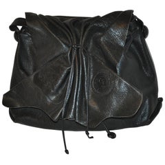 Carlos Falchi Large Signature Black Textured Buffalo Shoulder Bag