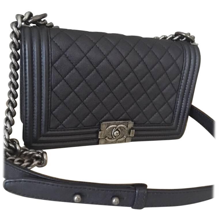 Chanel Medium Boy Bag in Goatskin Leather  For Sale