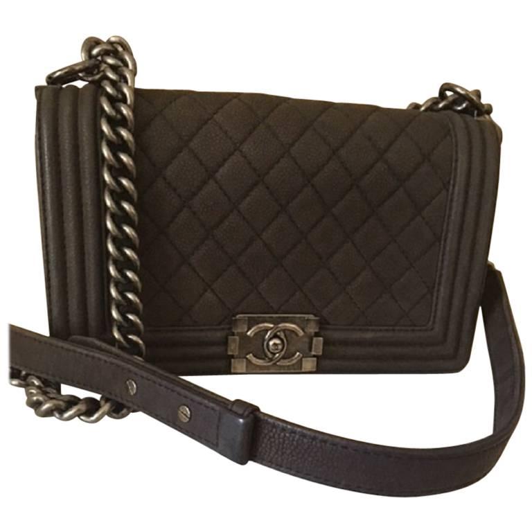 Chanel Medium Boy Bag in Brown Suede Leather  For Sale