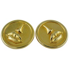 Salvador Dali Parfums Vintage Massive Mouth and Nose Clip-On Earrings