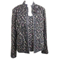 Chanel Black with Multi Colours Tweed Jacket and Sleeveless Top