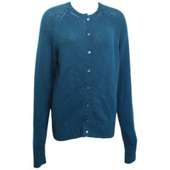 Cardigan vintage Prada en cachemire sarcelle des années 90