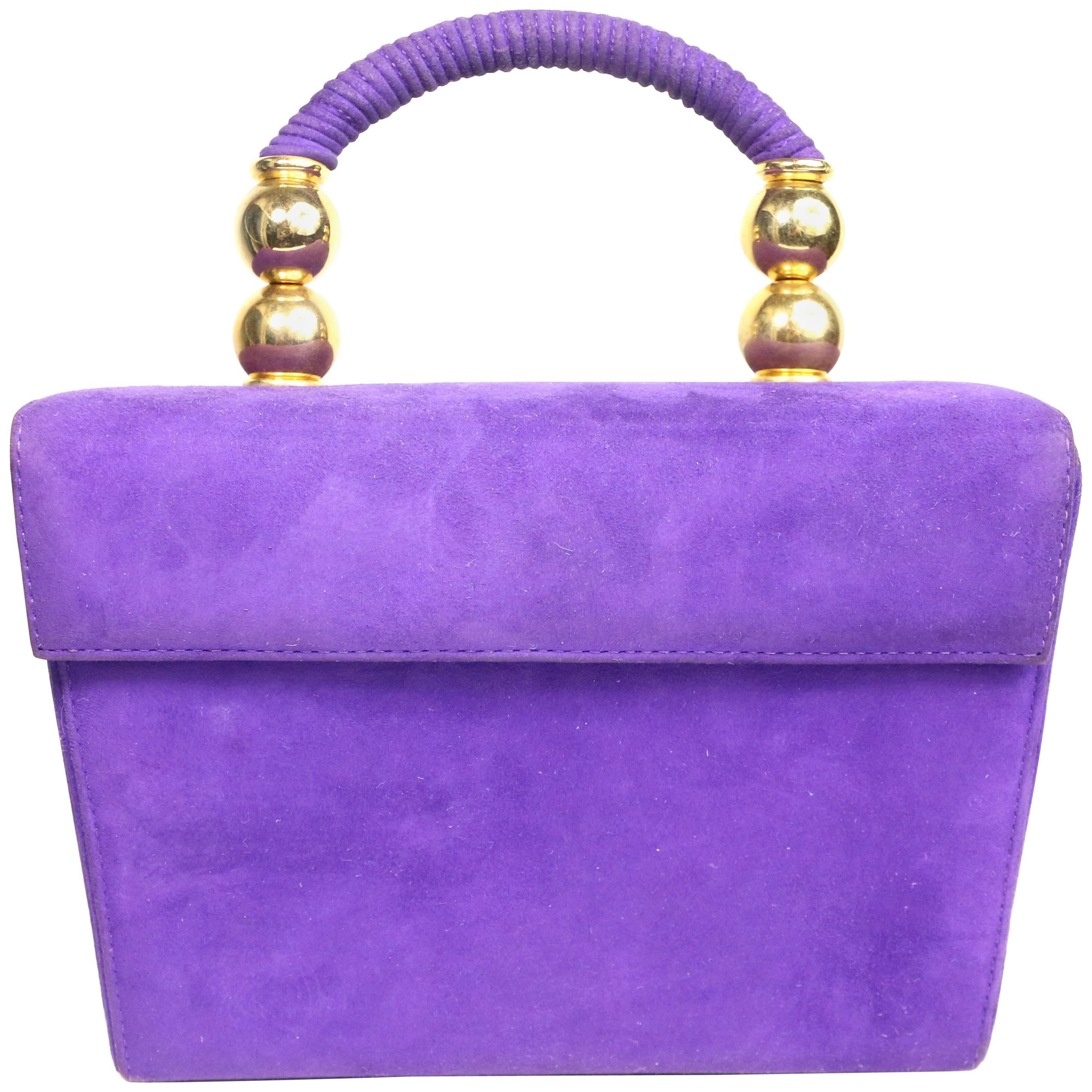 Baldinini Purple Suede Box Handbag